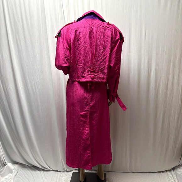 Climatiser Womens Sz 10 Trench Coat Bright Pink Nylon Coat Business Vintage 80s - Picture 3 of 10